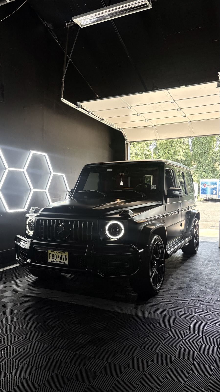Mercedes-AMG G63 after a full car detail inside the Regency Automotive Detailing shop in Cherry Hill, NJ